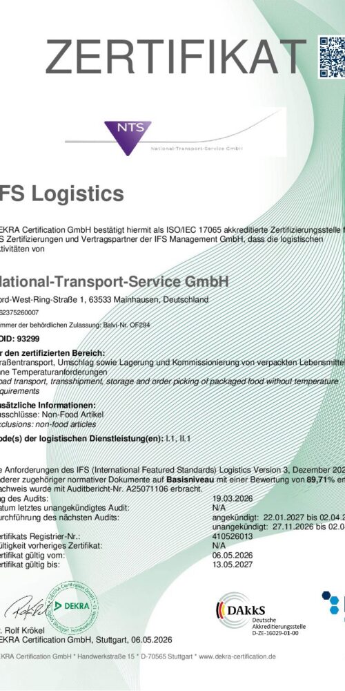 Zertifikat IFS-Logistics