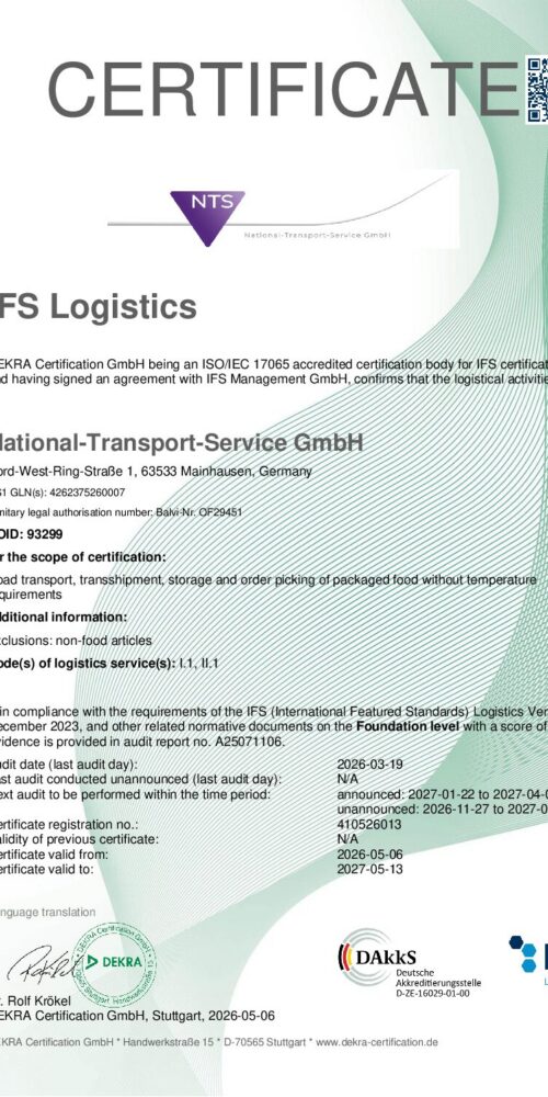 certificate-IFS-Logistics